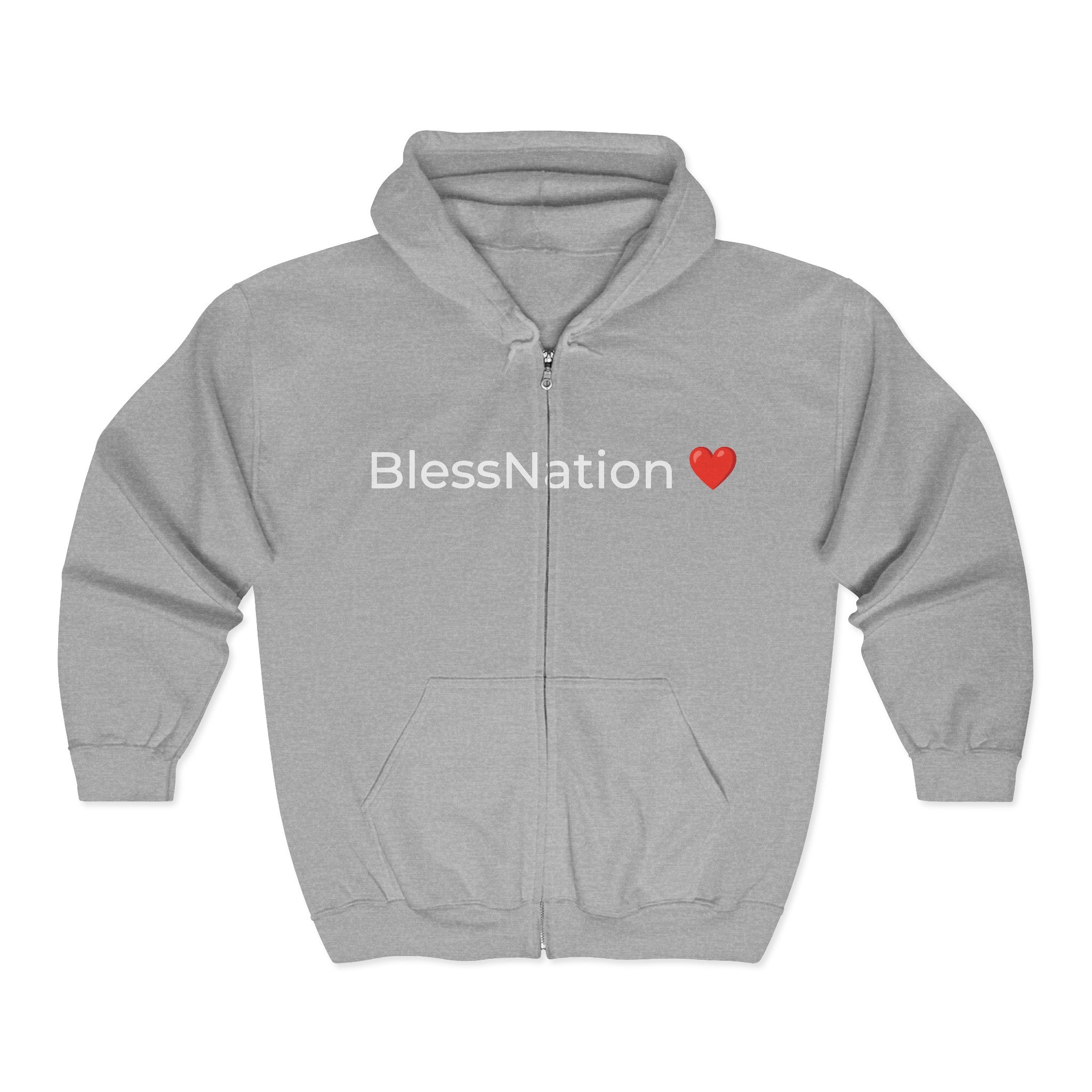 BlessNation ❤️ Classic Zip Hoodie — Grey