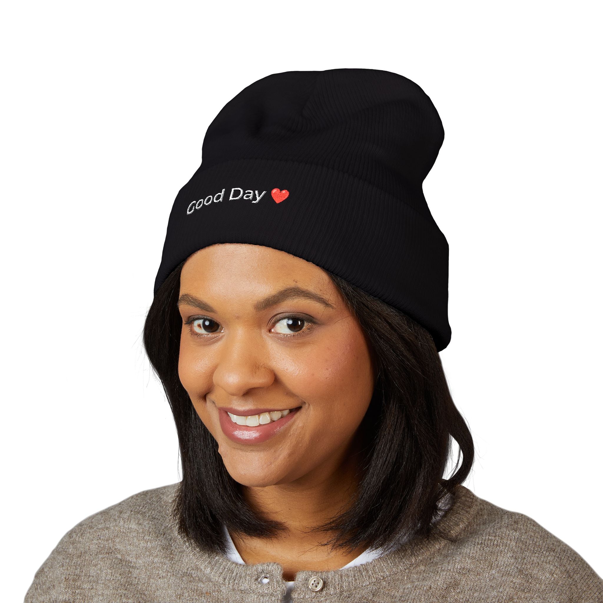 BlessNation❤️ Embroidered Cuffed Beanie- Black